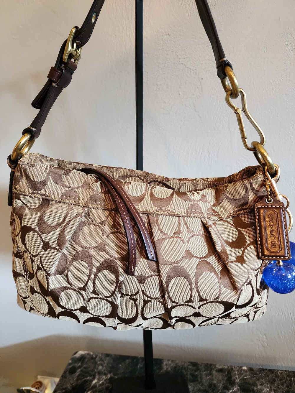 Y2k Coach Hamptons Signature Pleated Handbag - Gem